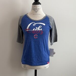 Majestic Chicago Cubs Blue and Gray Long Sleeve Kids Tee